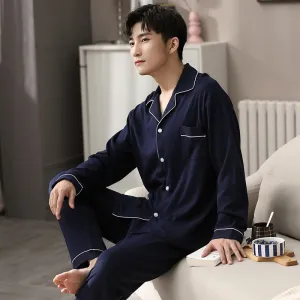 100% Cotton Pajamas Winter Men Sleepwear Nightwear Pijama Hombre Home