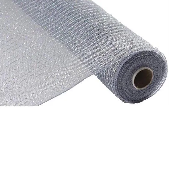 10" Platinum Laser Silver Wide Foil Deco Poly Mesh RE136684