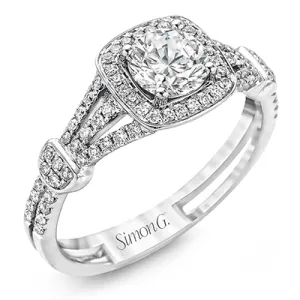 18KW Engagement Semi-Mount Engagement Ring w/ 0.27 ctw, Size 6.5