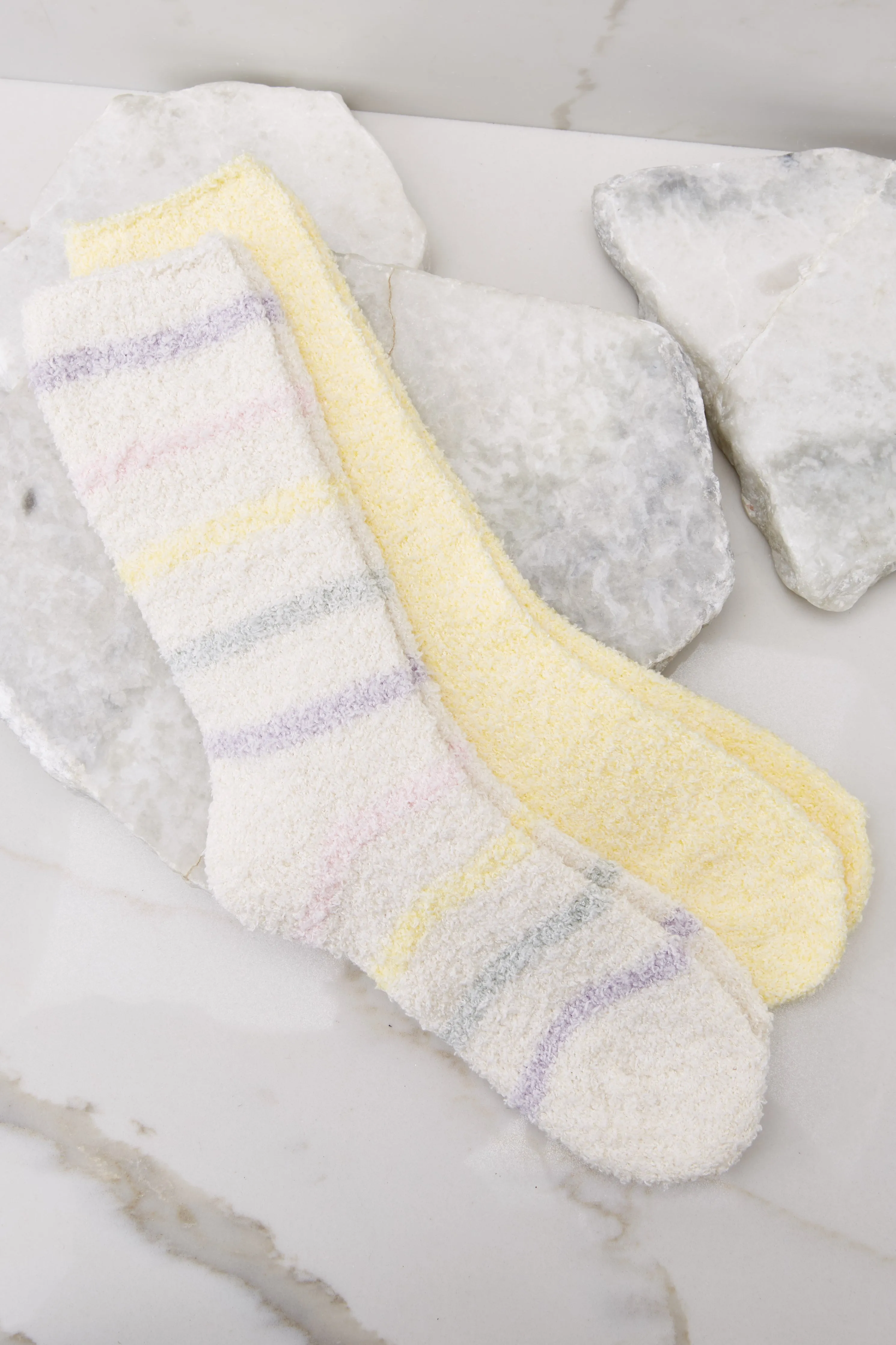 2-Pack Bone Plush Stripe Socks