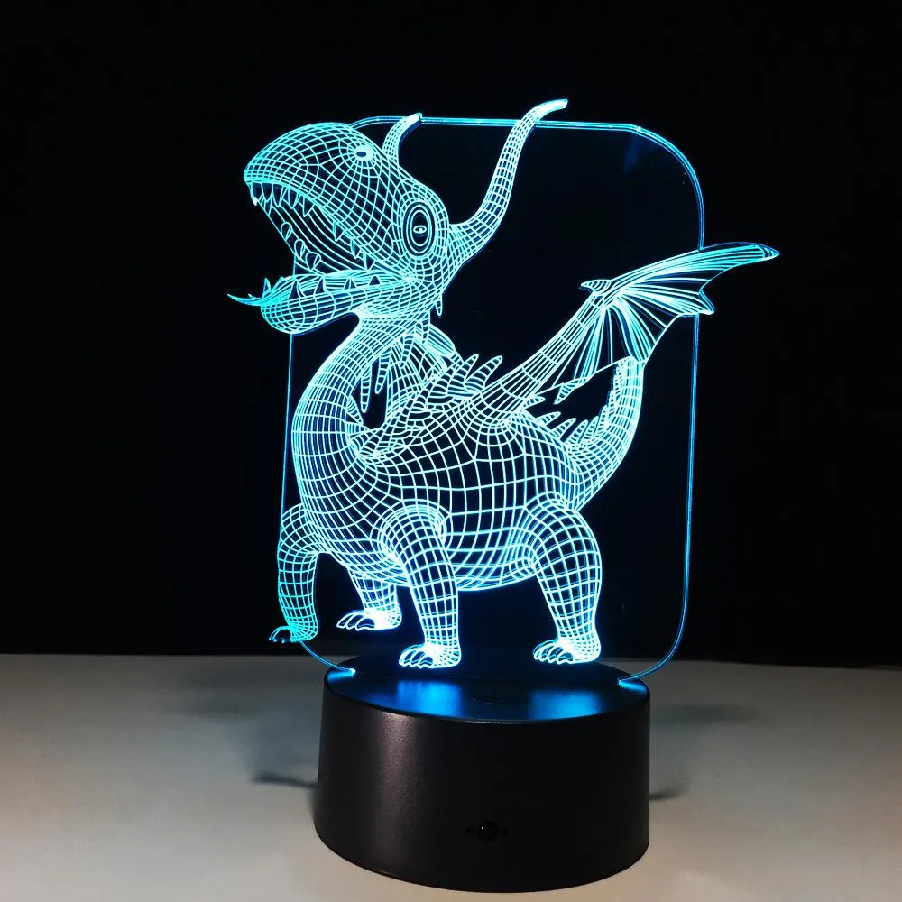 3D Lamp 7 Color Led Night Lamps for Kids Touch Led USB Table Lampe Sleeping Nightlight Flying Dragon