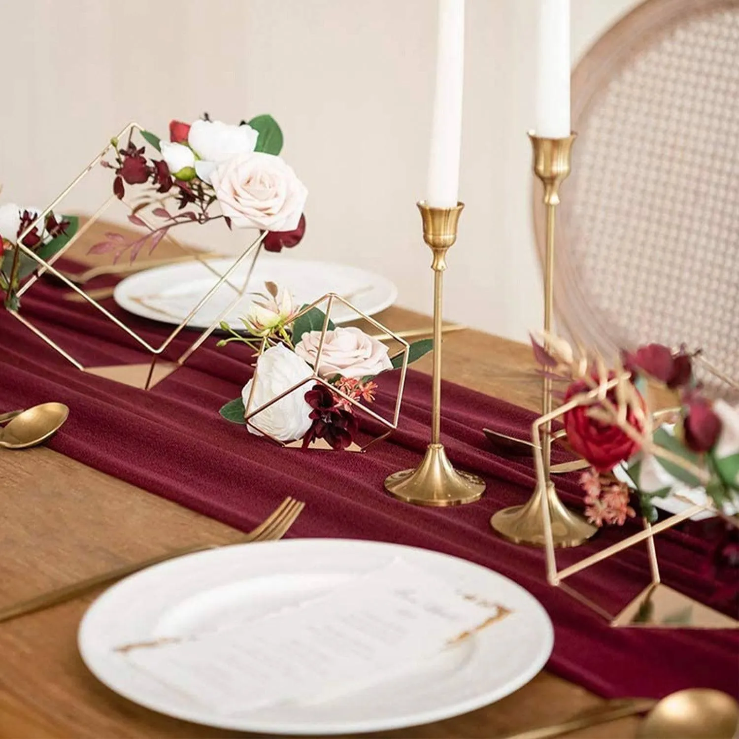 9.8Ft Burgundy Sheer Chiffon Table Runner