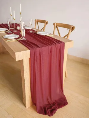 9.8Ft Burgundy Sheer Chiffon Table Runner