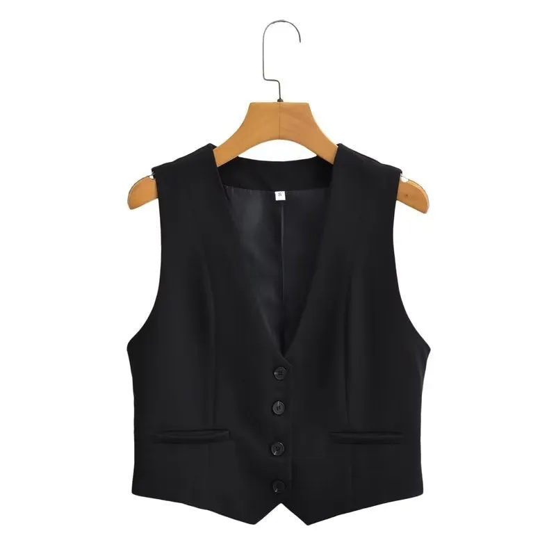 Autumn Women Clothing Short Solid Color Vest Waistcoat