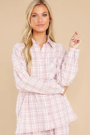 Beauty In Comfort Pink Plaid Cotton Pajama Top