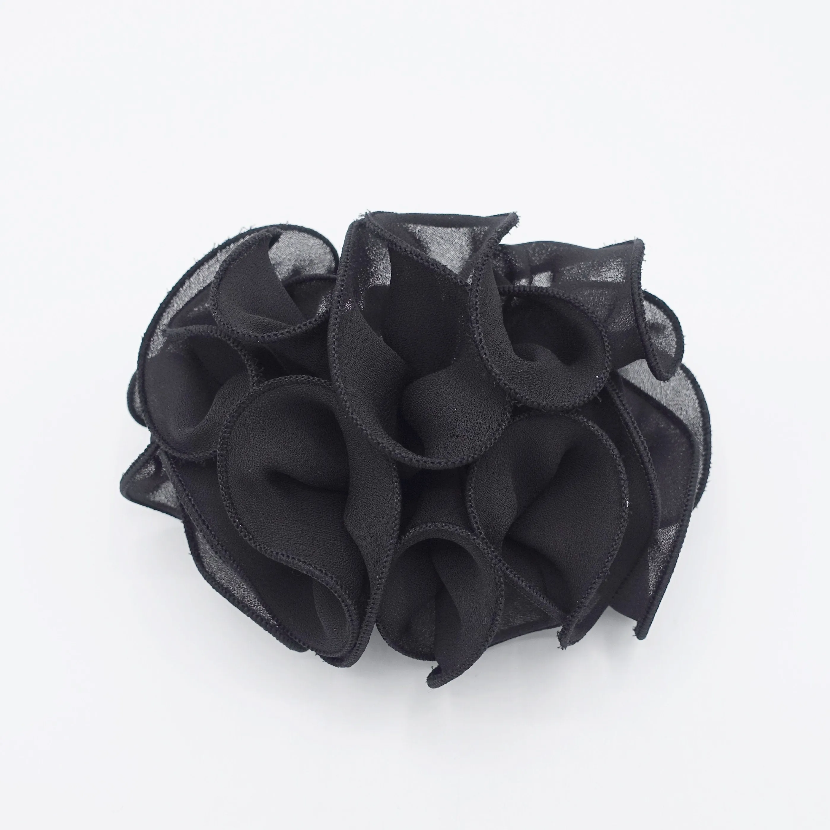 chiffon ruffle edge flower hair barrette for women