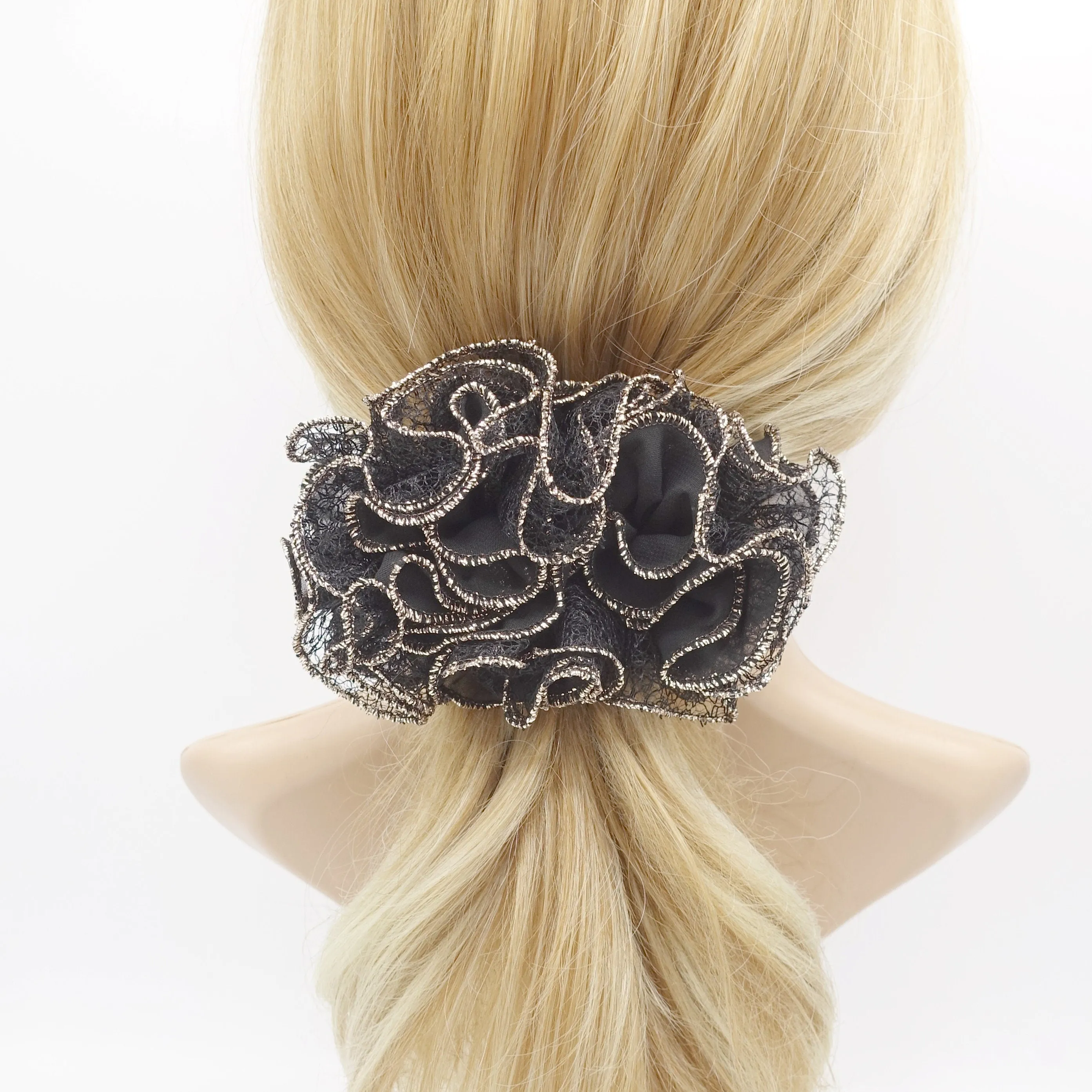 chiffon ruffle wave hair barrette