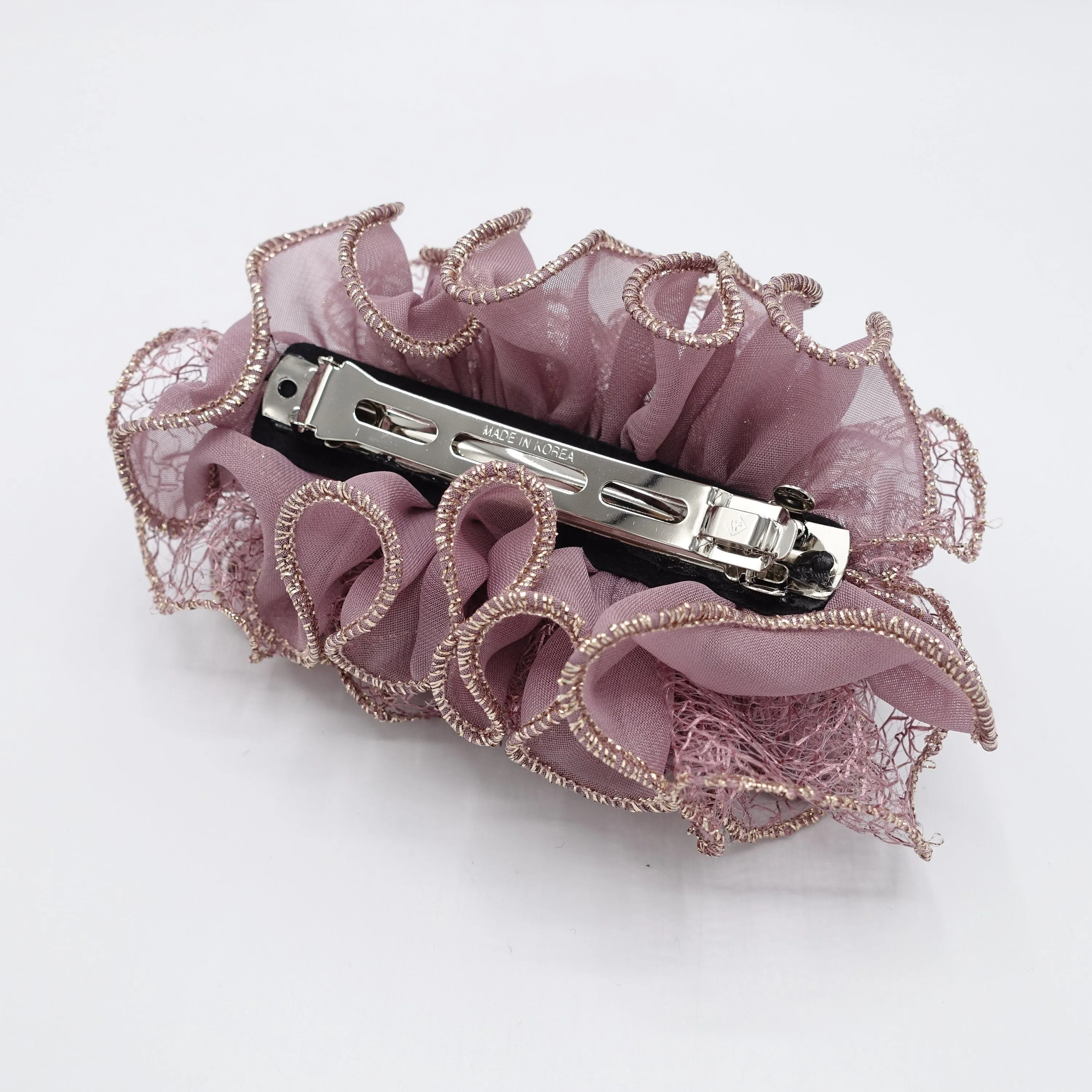 chiffon ruffle wave hair barrette