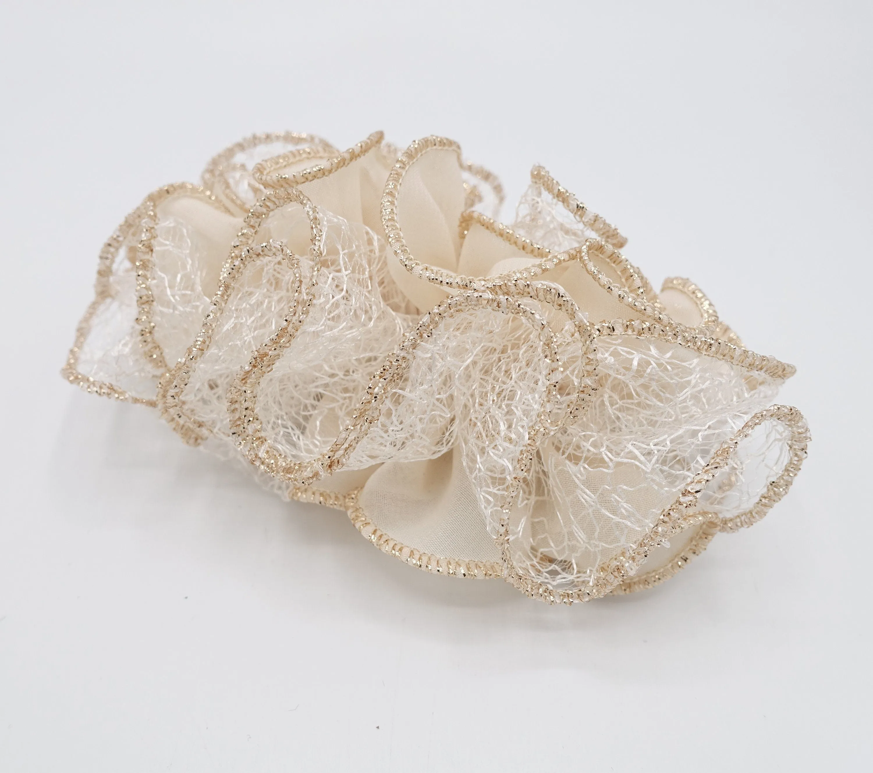 chiffon ruffle wave hair barrette