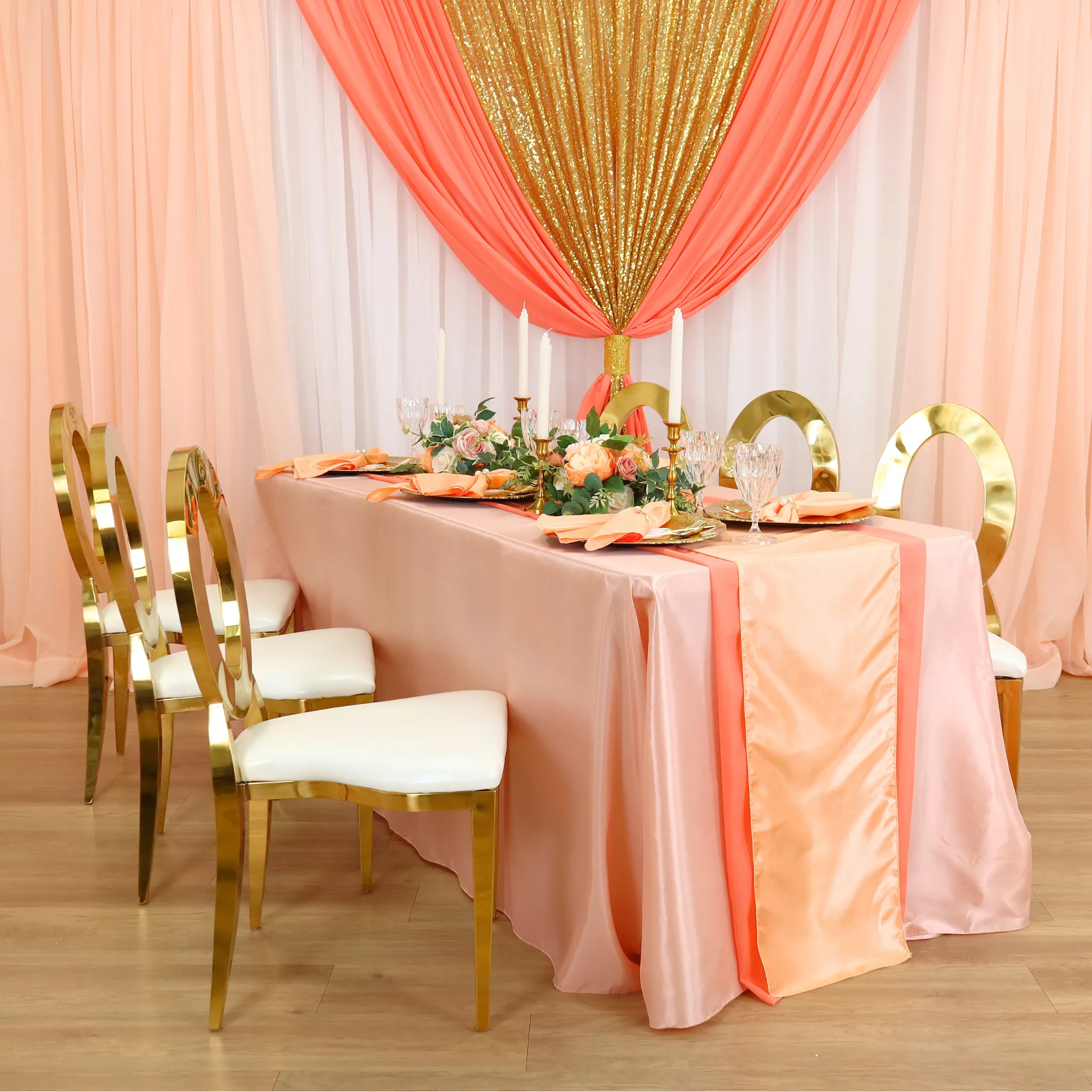 Chiffon Wedding Table Runner 10FT x 27" - Coral