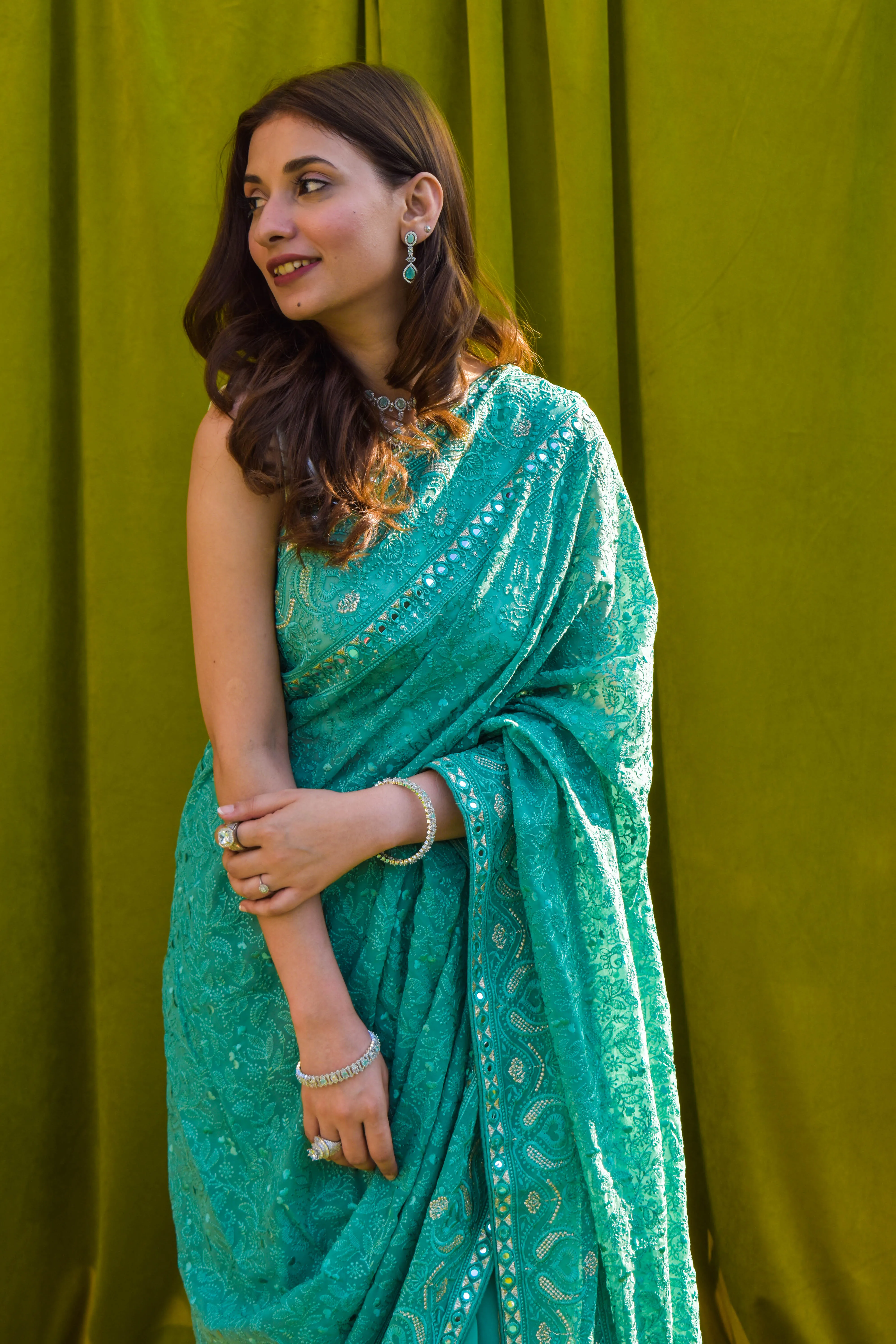 Chikankari Chiffon Saree - Pehla Pyaar: Muskurahat