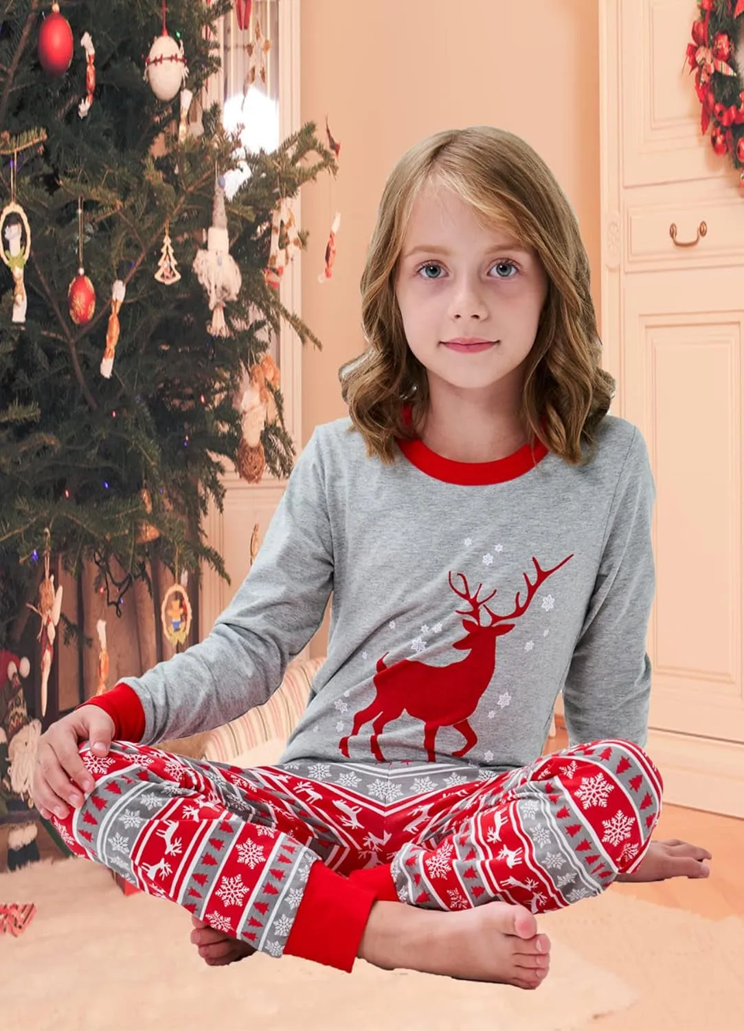 Christmas Family Matching Reindeer Pajamas Holiday Pajamas Snowman Sleepwear Christmas Pjs