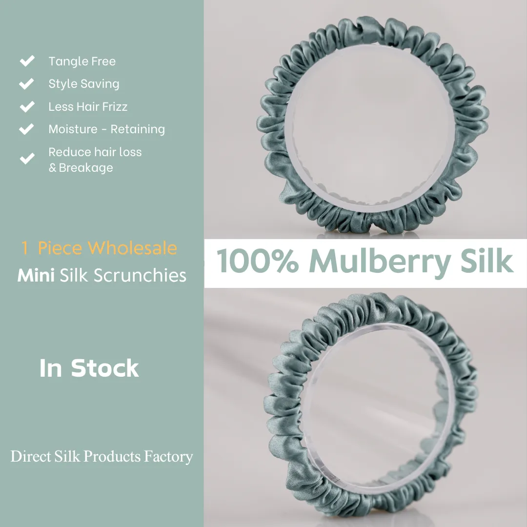 Dark Bamboo silk scrunchies mini