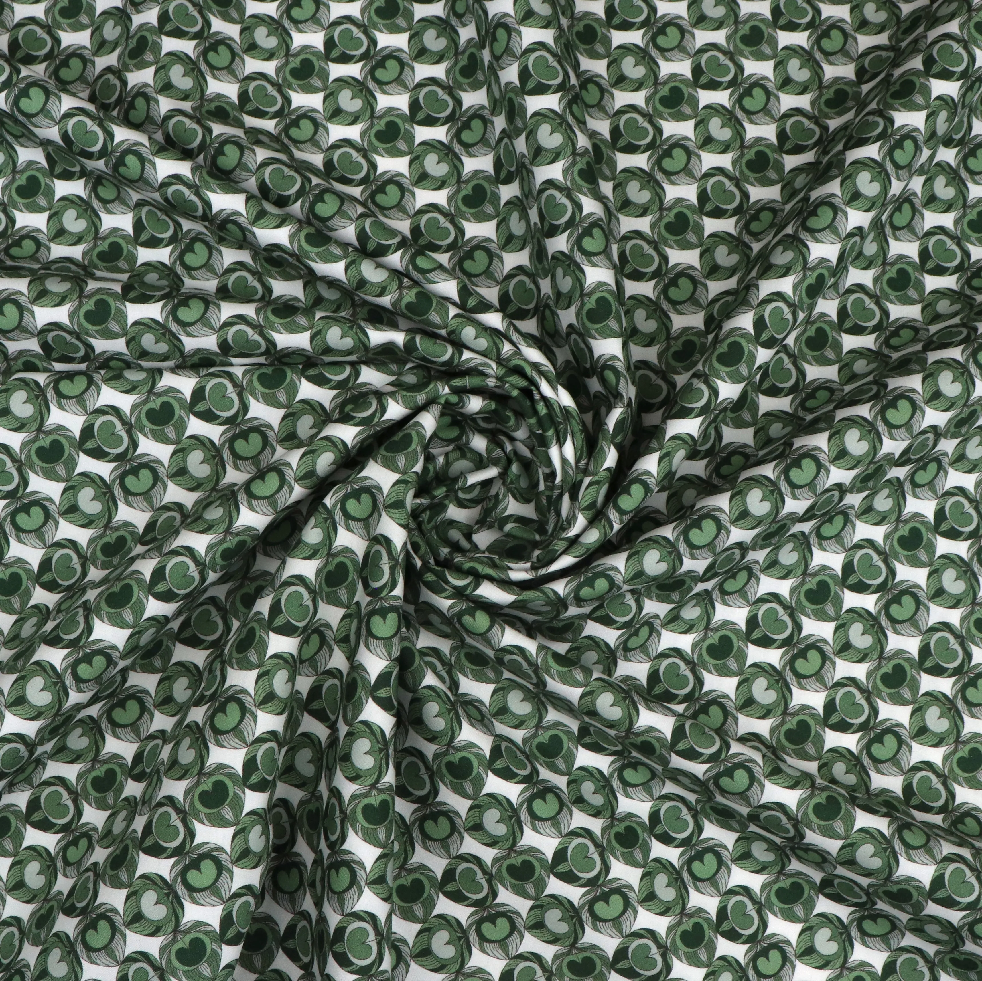 Deadstock Liberty Fabrics - Green Heart Leaves - Cotton Poplin