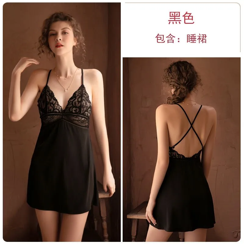 deanwangkt 3 Piece Lingerie Set with Robe Satin Pajamas Dress Cardigan Long Sleeve Top Sexy Sleepwear Bath Female Adult Nightwear Nightgown