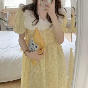 deanwangkt Ruffles V-Neck Summer Pajamas Set Women Short Sleeve Sweet Blouse   Shorts Suit Cotton Sleepwear Flowers Plaid Homewear