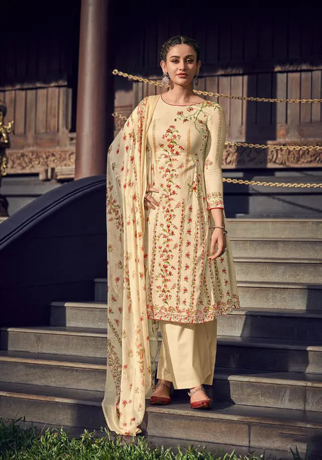 Deepsy Unstitched Printed Light Brown Jam Cotton Printed Suits Material