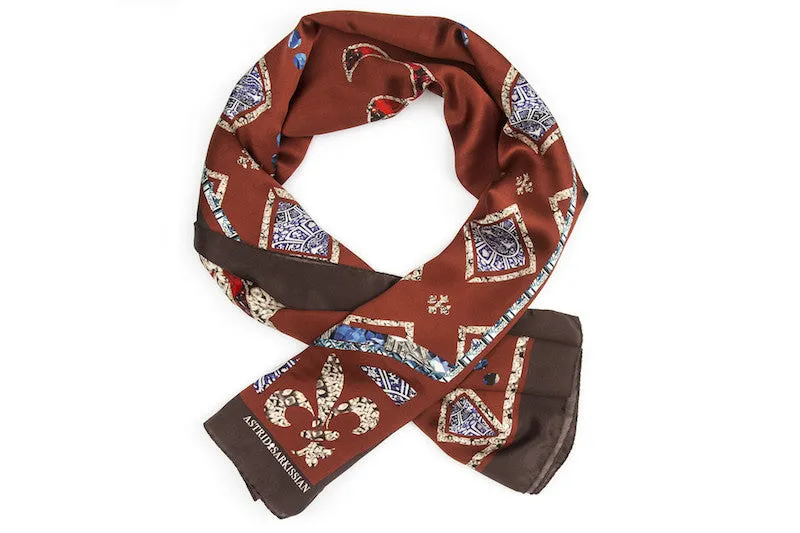 Duck Marron Silk Satin Scarf