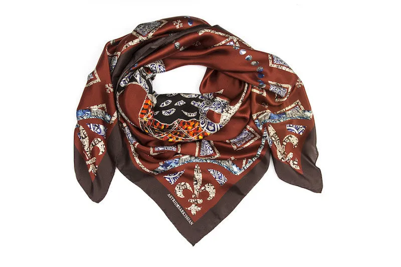 Duck Marron Silk Satin Scarf