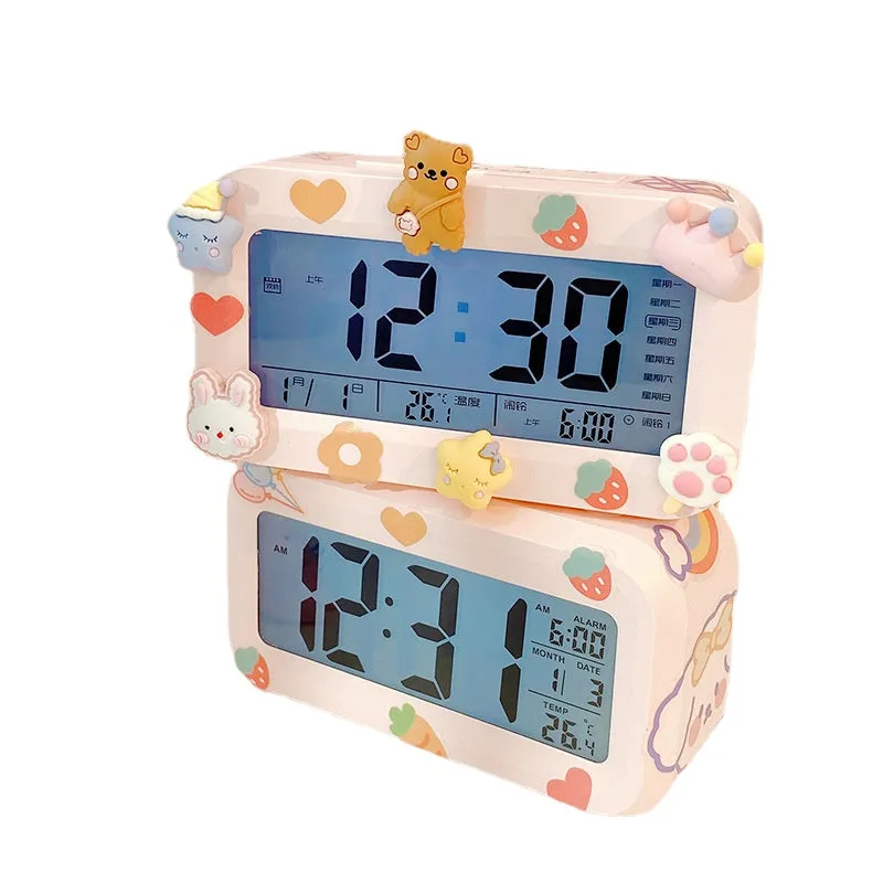 Electronic Alarm Clock Student Smart Dormitory Bedside Alarm Clock Girl Desktop Multi-Function Clock