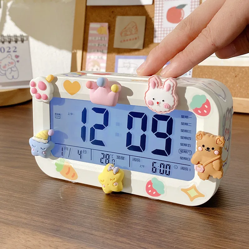 Electronic Alarm Clock Student Smart Dormitory Bedside Alarm Clock Girl Desktop Multi-Function Clock