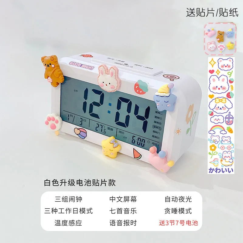 Electronic Alarm Clock Student Smart Dormitory Bedside Alarm Clock Girl Desktop Multi-Function Clock