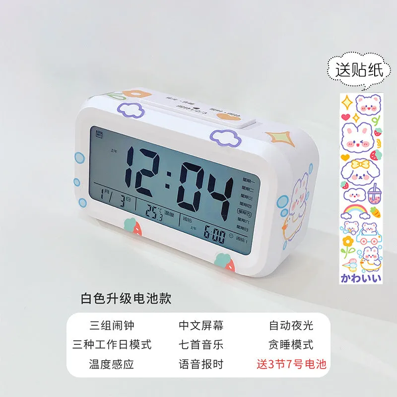 Electronic Alarm Clock Student Smart Dormitory Bedside Alarm Clock Girl Desktop Multi-Function Clock