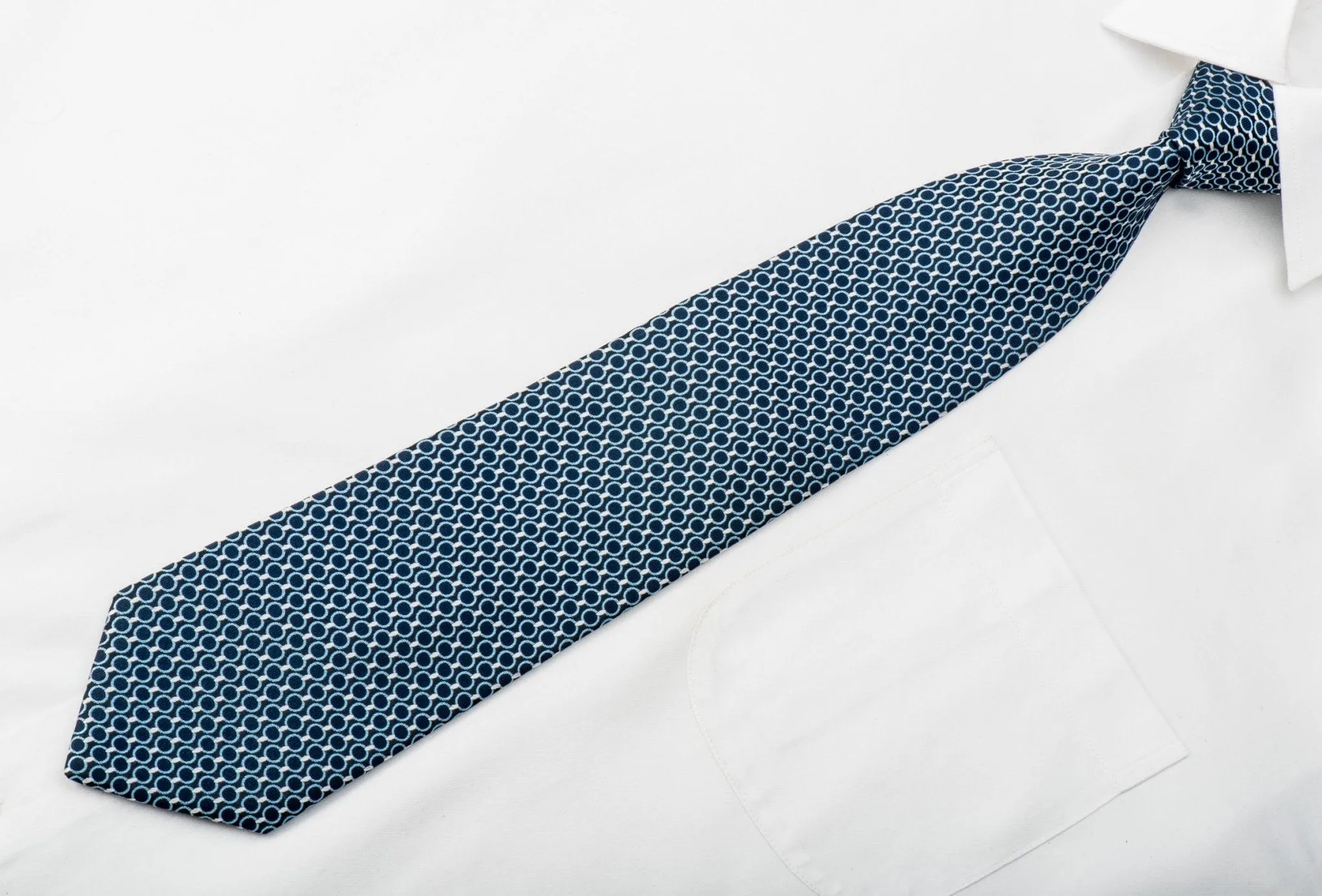 Ermenegildo Zegna Men's Woven Silk Necktie Chain Link On Blue