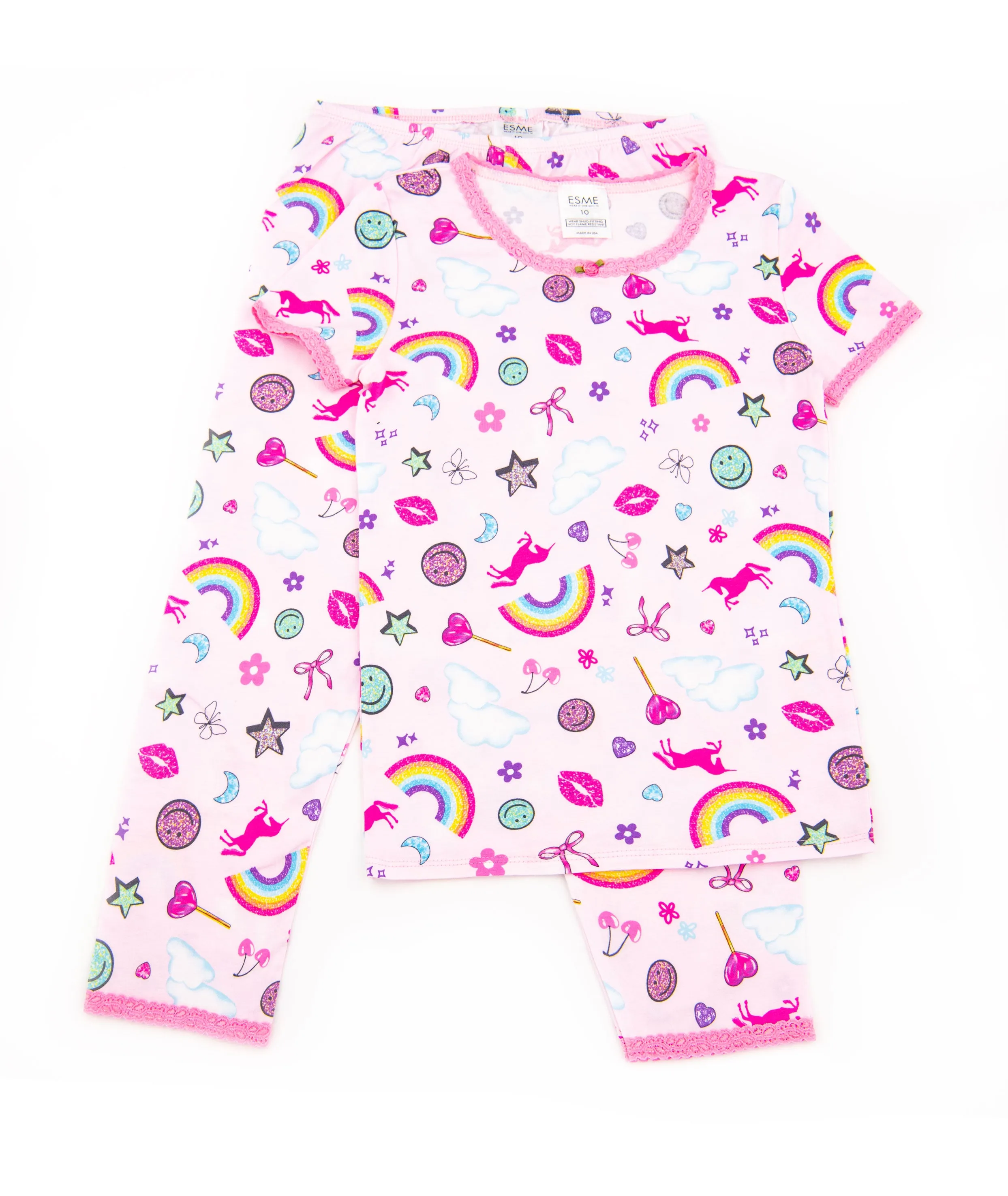 Esme Girls Stickers Short Sleeve Top/Pants