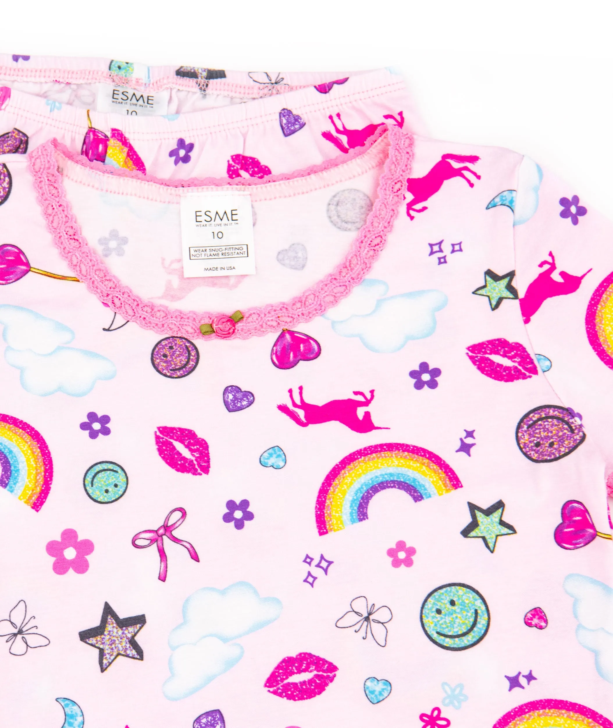 Esme Girls Stickers Short Sleeve Top/Pants