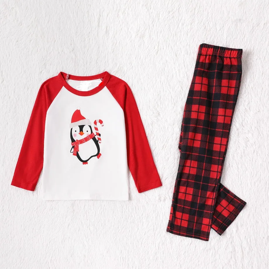 Family Matching Penguin Print Christmas Gamily Pajamas Set