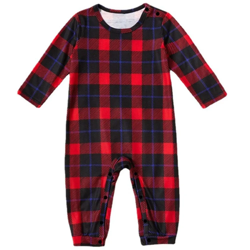 Family Matching Snowflake Printing Plaid Pajamas Sets