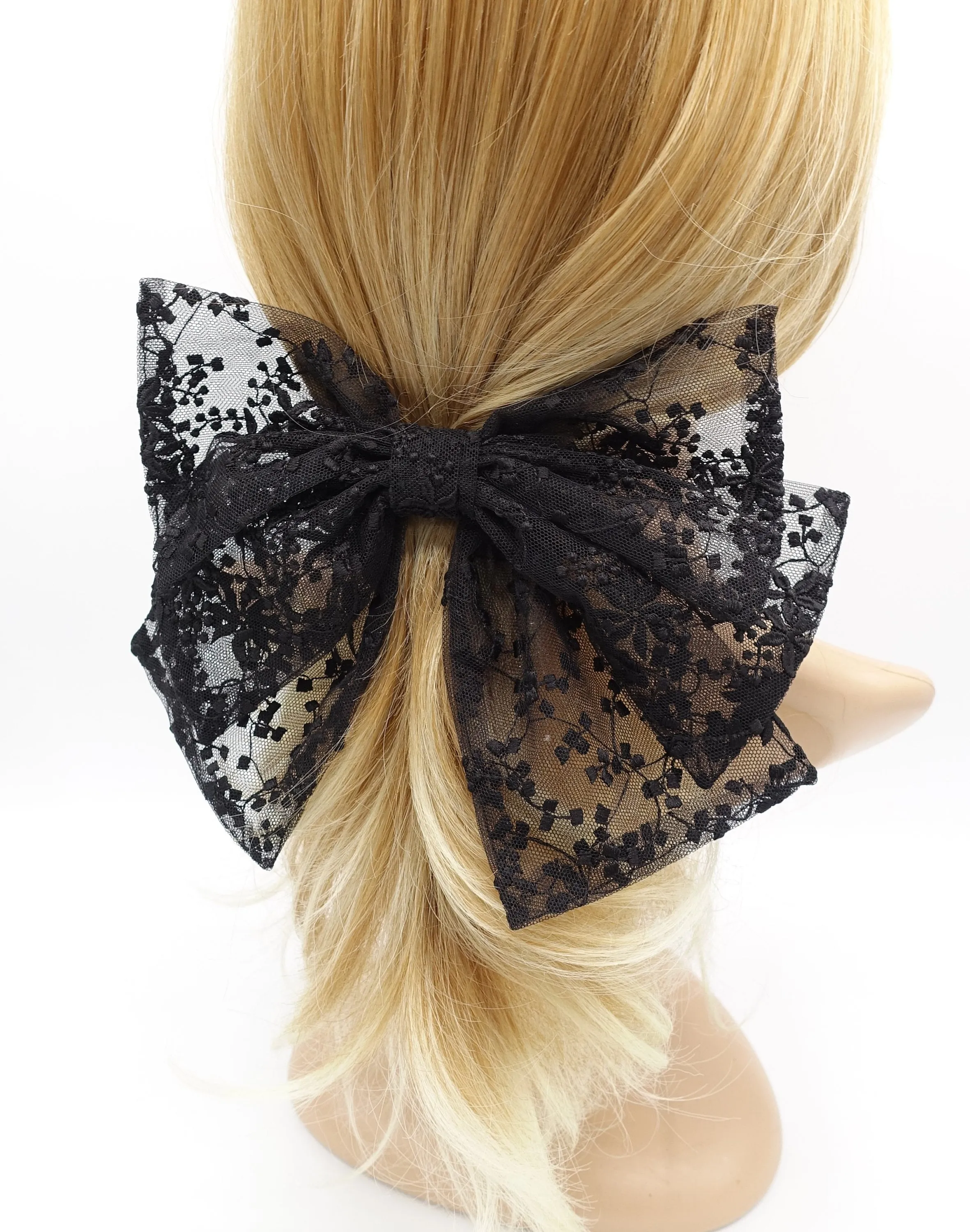 floral lace hair bow layered hair accessory for women