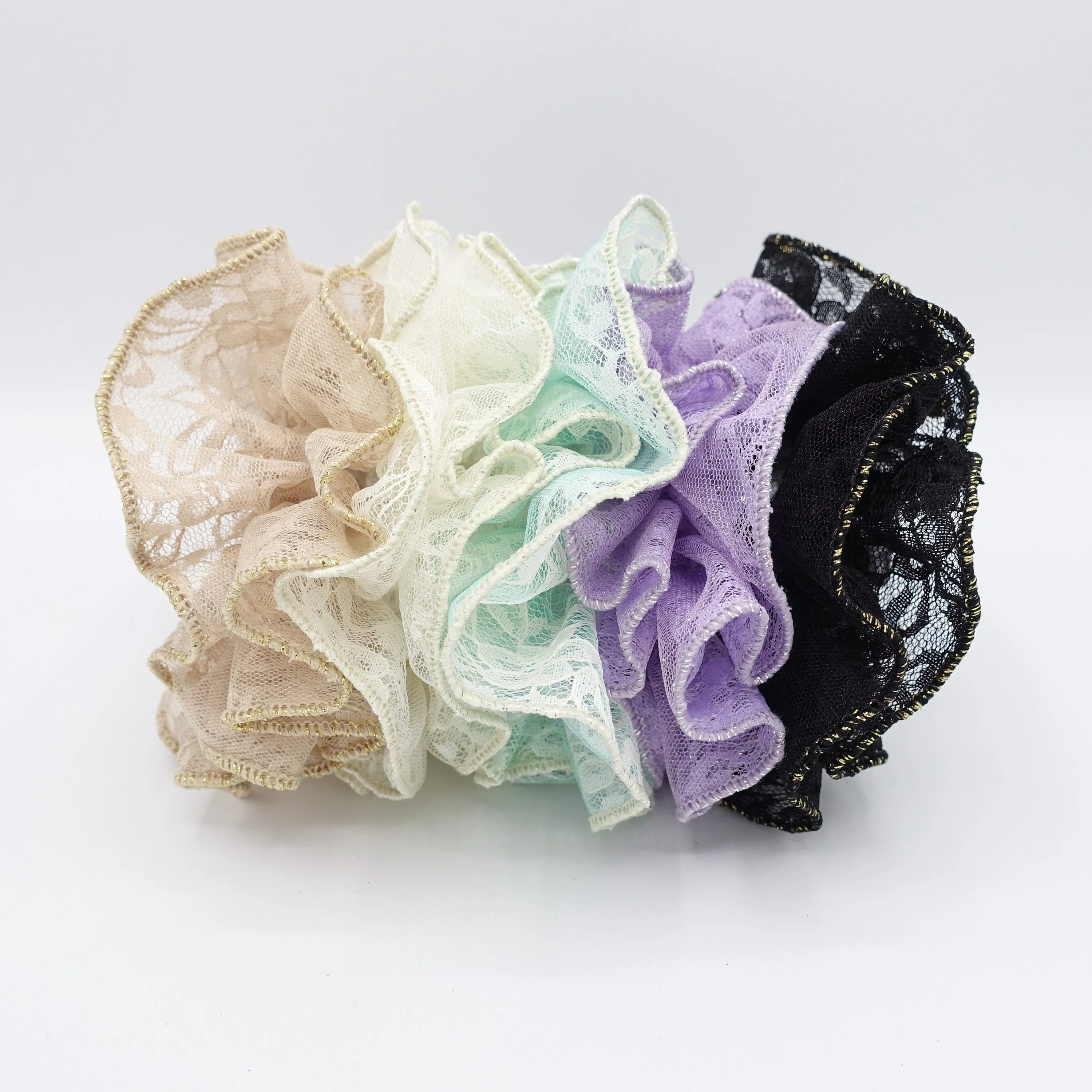 floral lace scrunchies glittering edge scrunchies cute hair hair ties for women