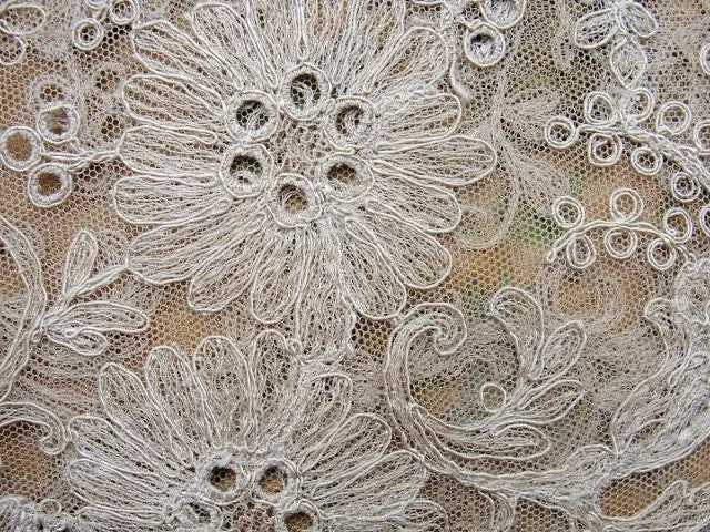 GORGEOUS 20-30s French Lace Bolero Collar Capelet Tambour Embroidered Lace Flowers Gatsby Flapper Downton Abbey Bridal Lace Vintage Clothing