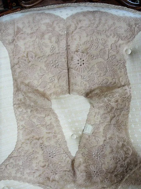 GORGEOUS 20-30s French Lace Bolero Collar Capelet Tambour Embroidered Lace Flowers Gatsby Flapper Downton Abbey Bridal Lace Vintage Clothing