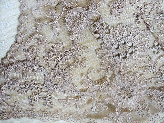 GORGEOUS 20-30s French Lace Bolero Collar Capelet Tambour Embroidered Lace Flowers Gatsby Flapper Downton Abbey Bridal Lace Vintage Clothing