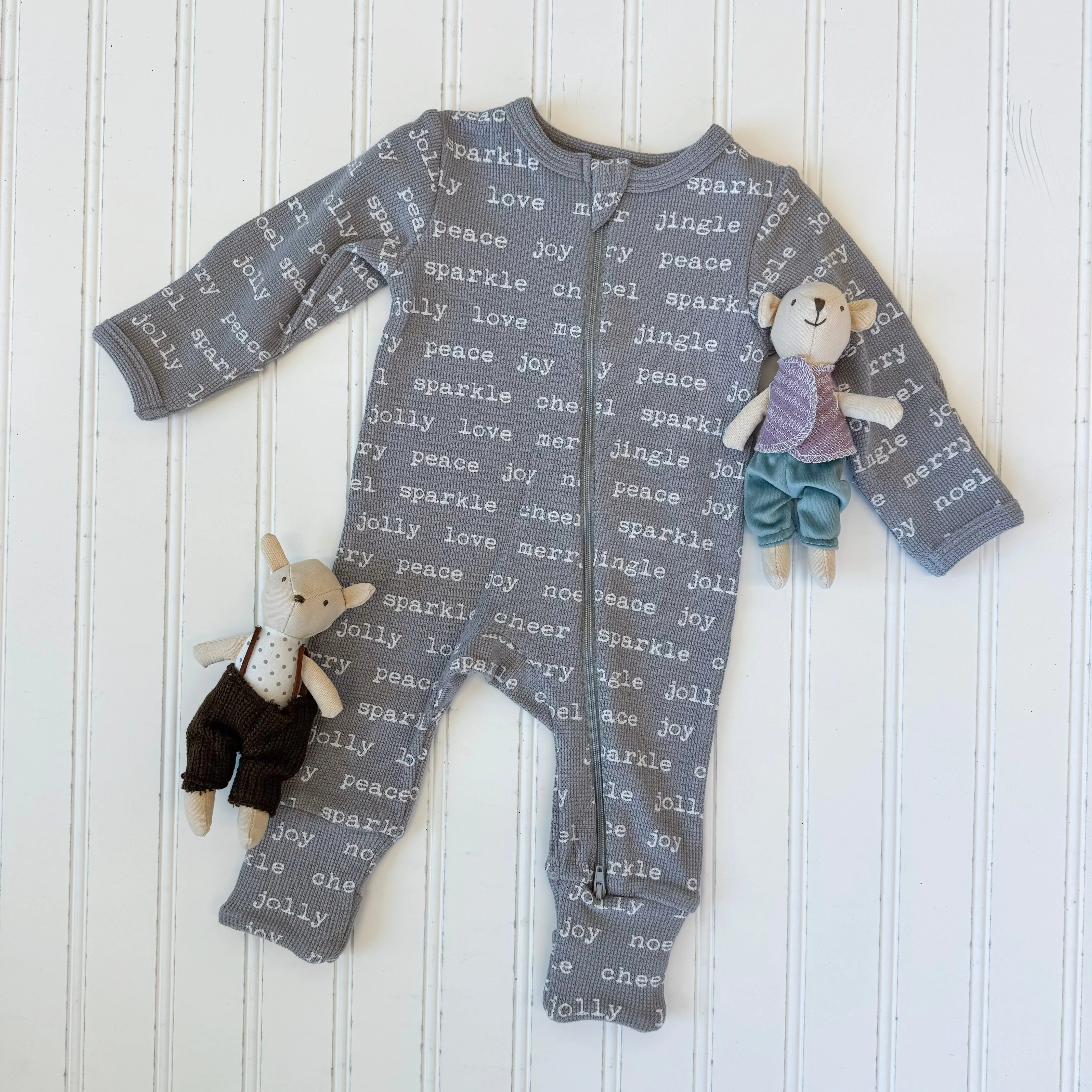 Grey Waffle Knit Cozy Holiday Romper