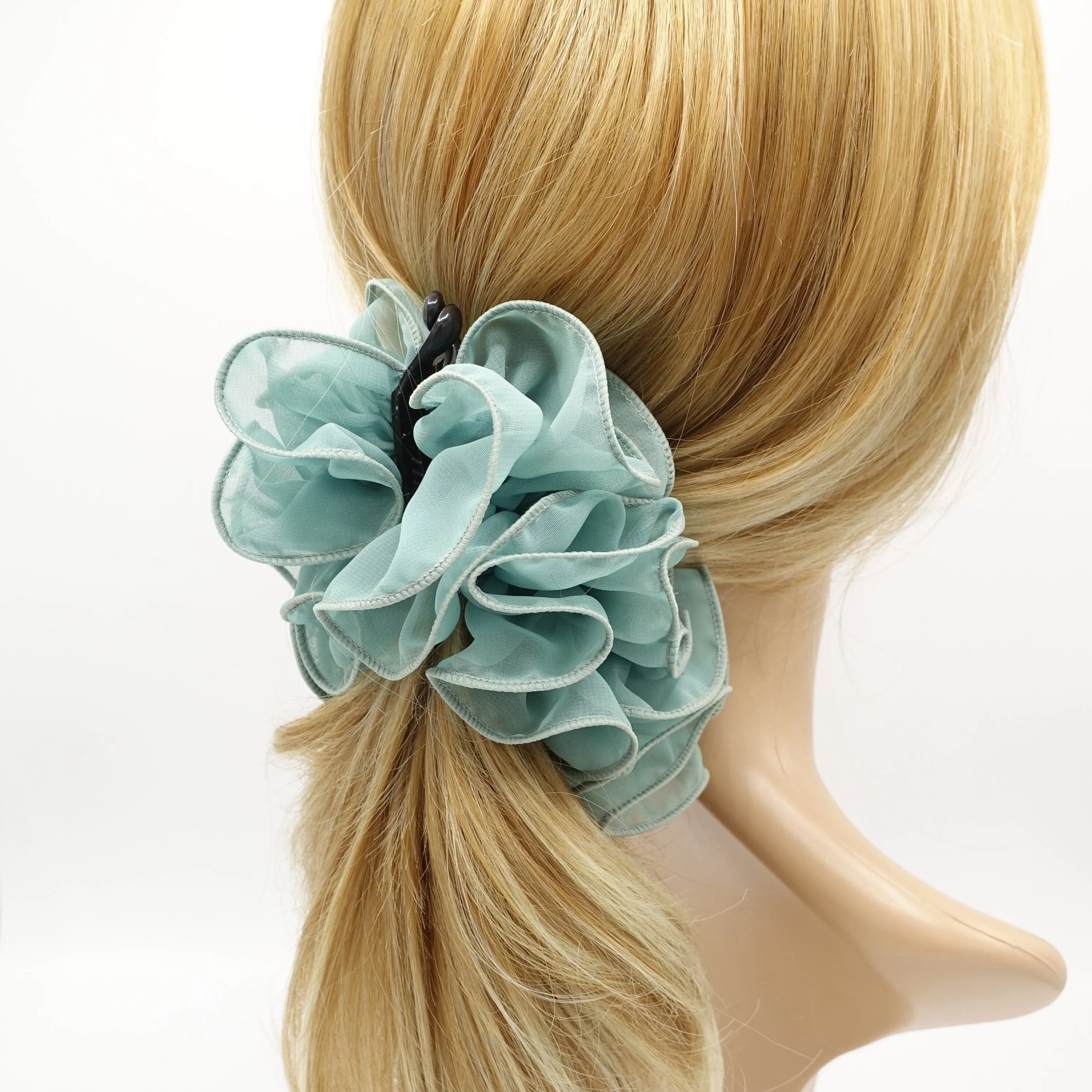 handmade ruffle chiffon banana hair clip fabric Wave Banana Hair Clip Women Hair Accessories