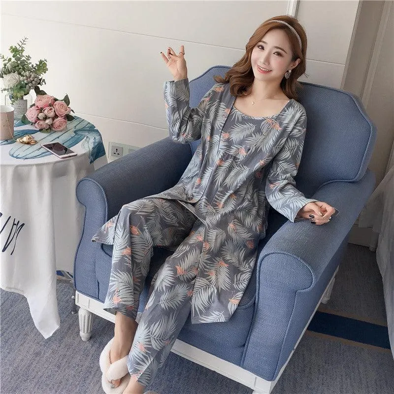 Korean Style Pajamas Women Autumn Milk Silk Long Sleeves Japanese Style