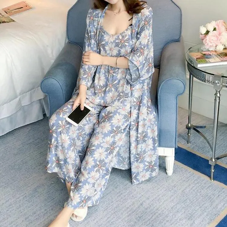 Korean Style Pajamas Women Autumn Milk Silk Long Sleeves Japanese Style