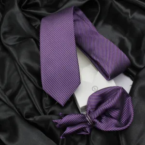 Kovove Royal Striped Necktie and Pocket Square Gift Box