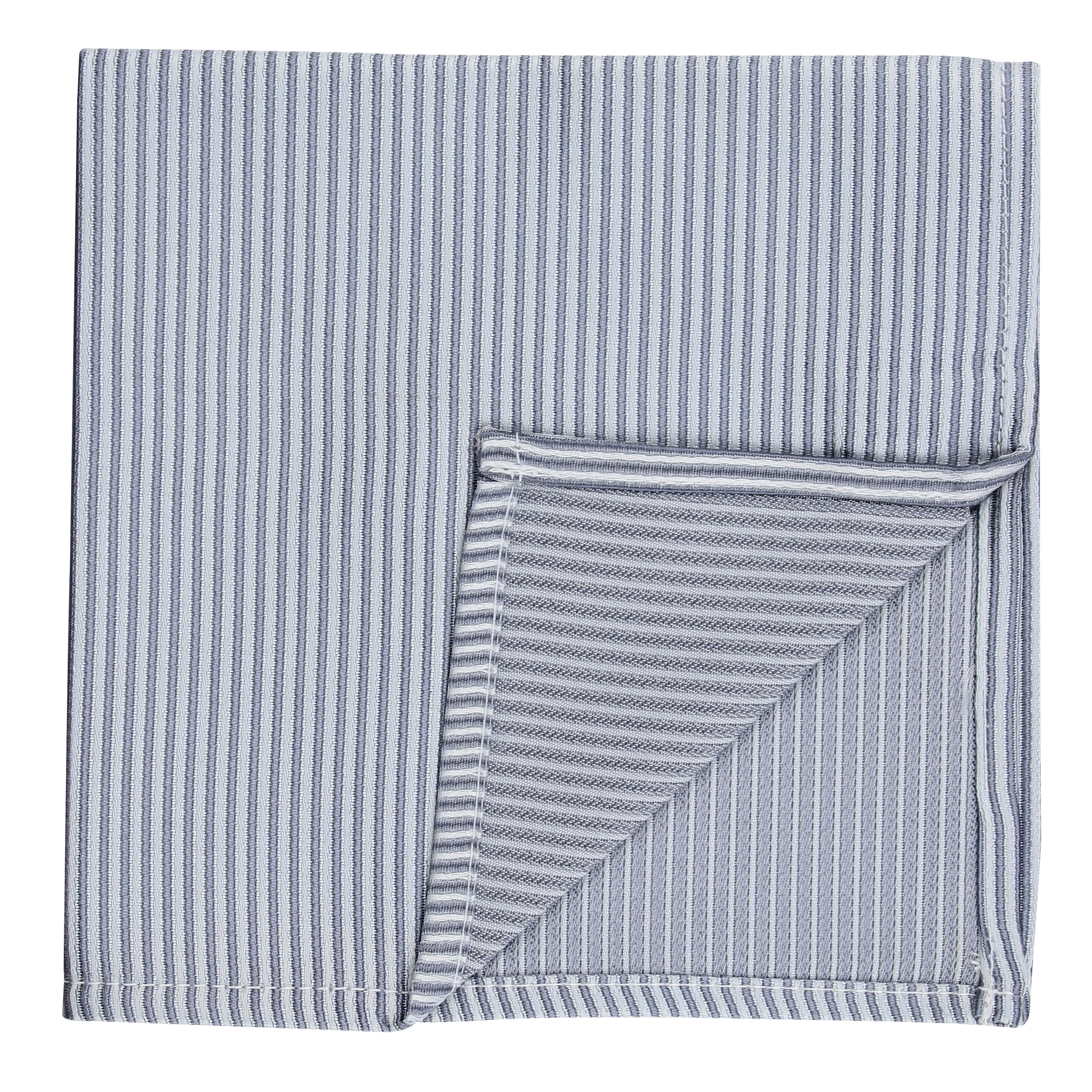 Kovove Silver Striped Pocket Square For Men