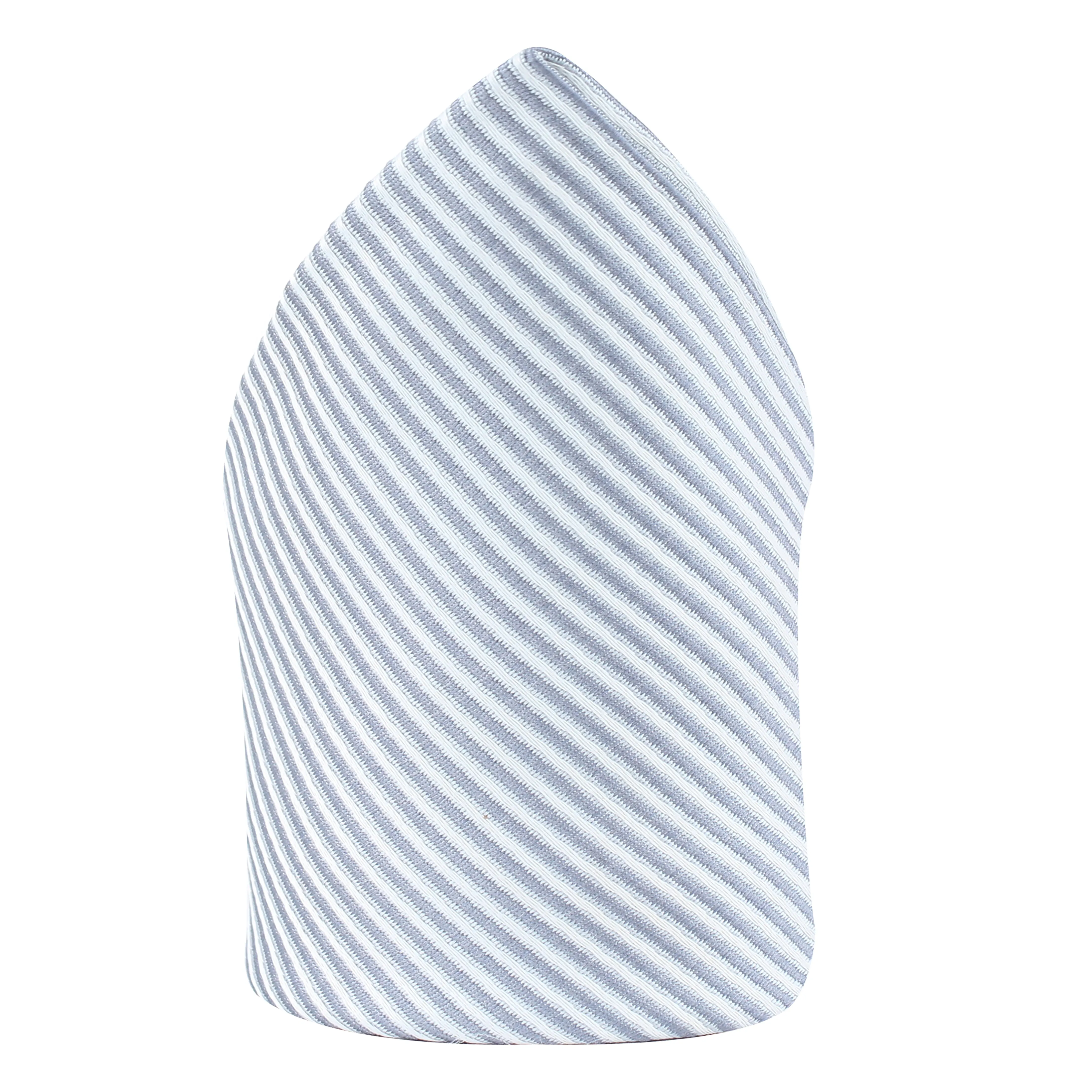 Kovove Silver Striped Pocket Square For Men