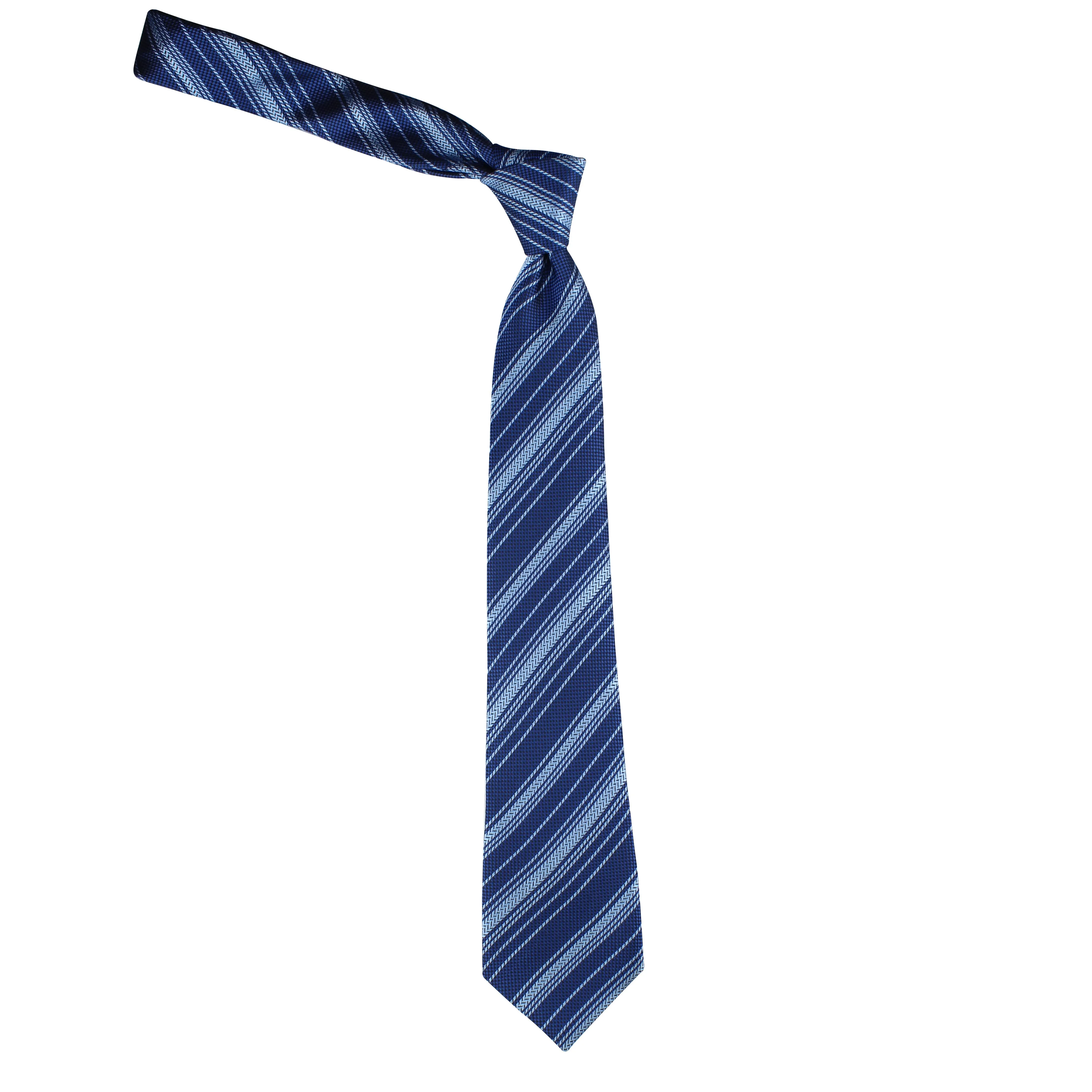 Kovove Soothing Blue Striped Necktie and Pocket Square Gift Box