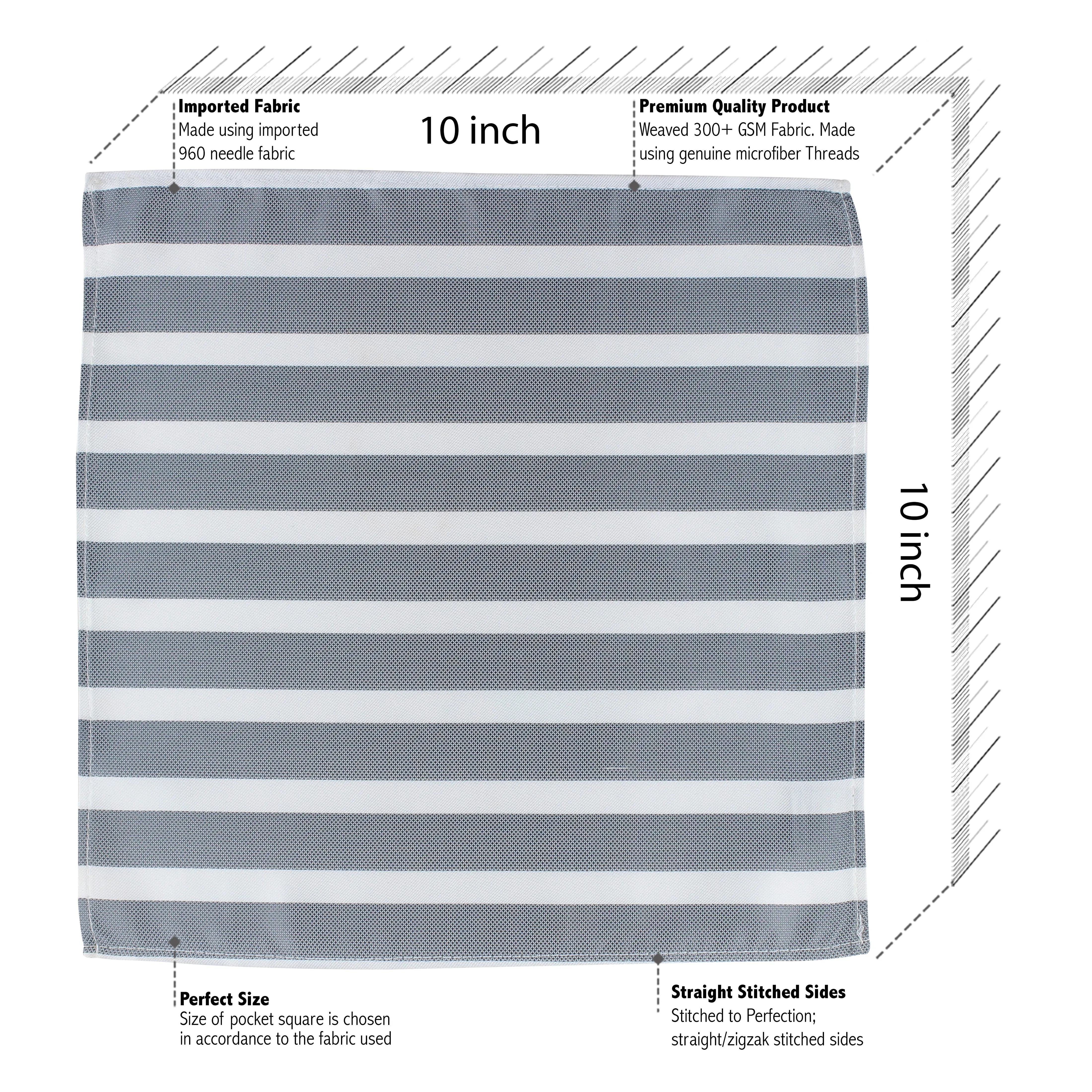 Kovove The Greywind Striped Grey Pocket Square For Men