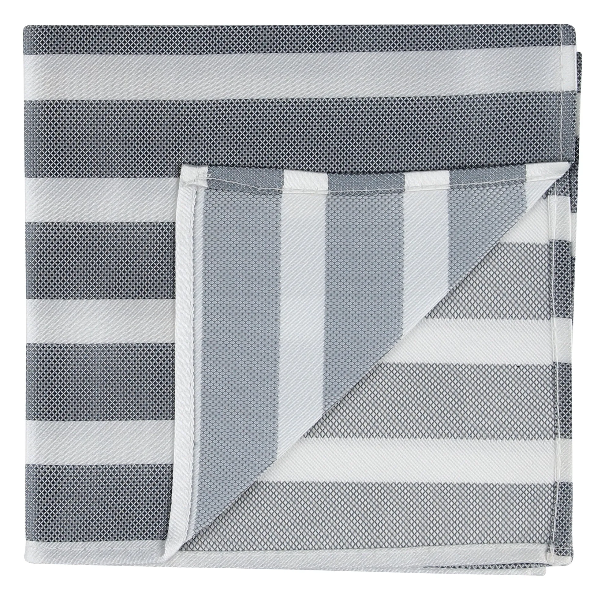 Kovove The Greywind Striped Grey Pocket Square For Men