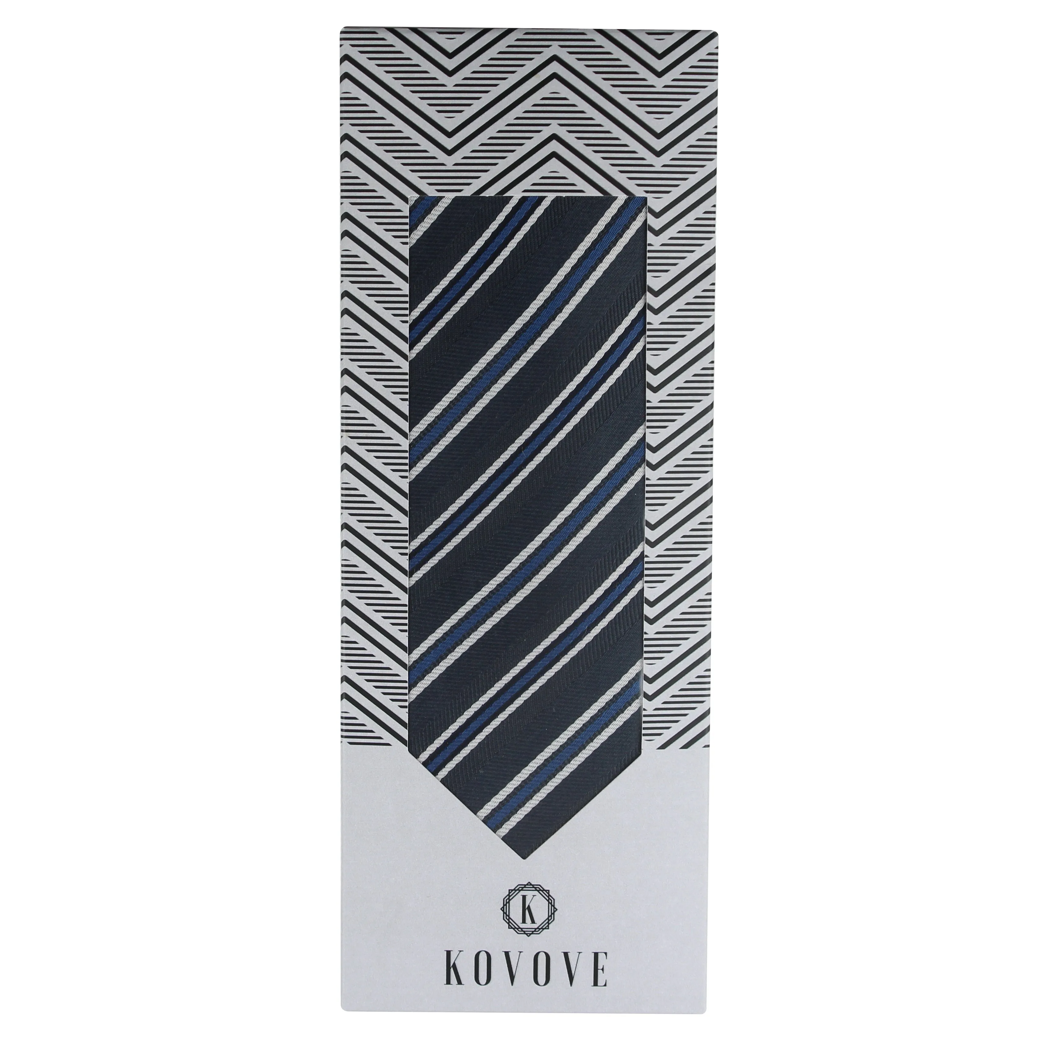 Kovove The Picturesque Striped Black Necktie For Men