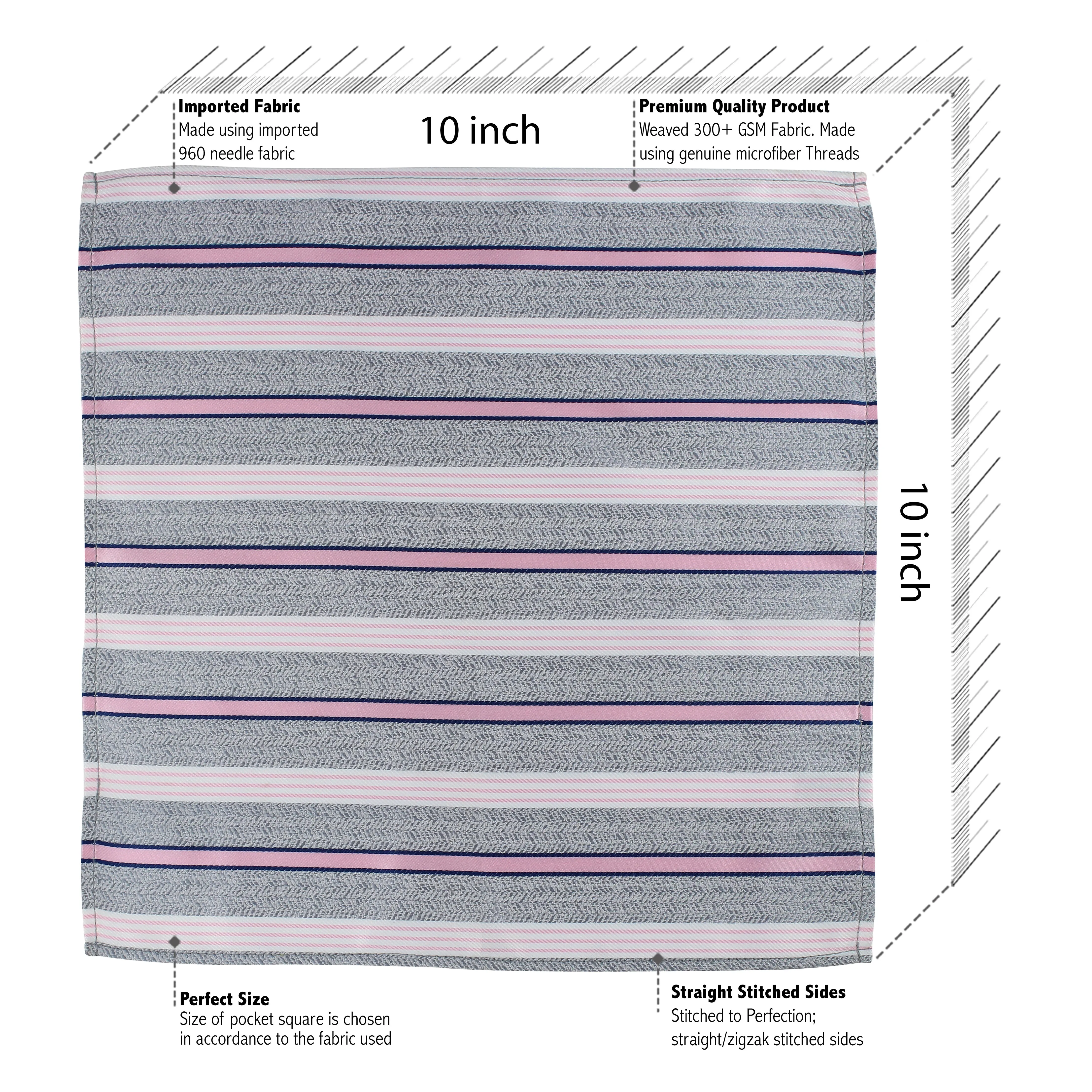 Kovove The Striped Desire Grey Pocket Square For Men