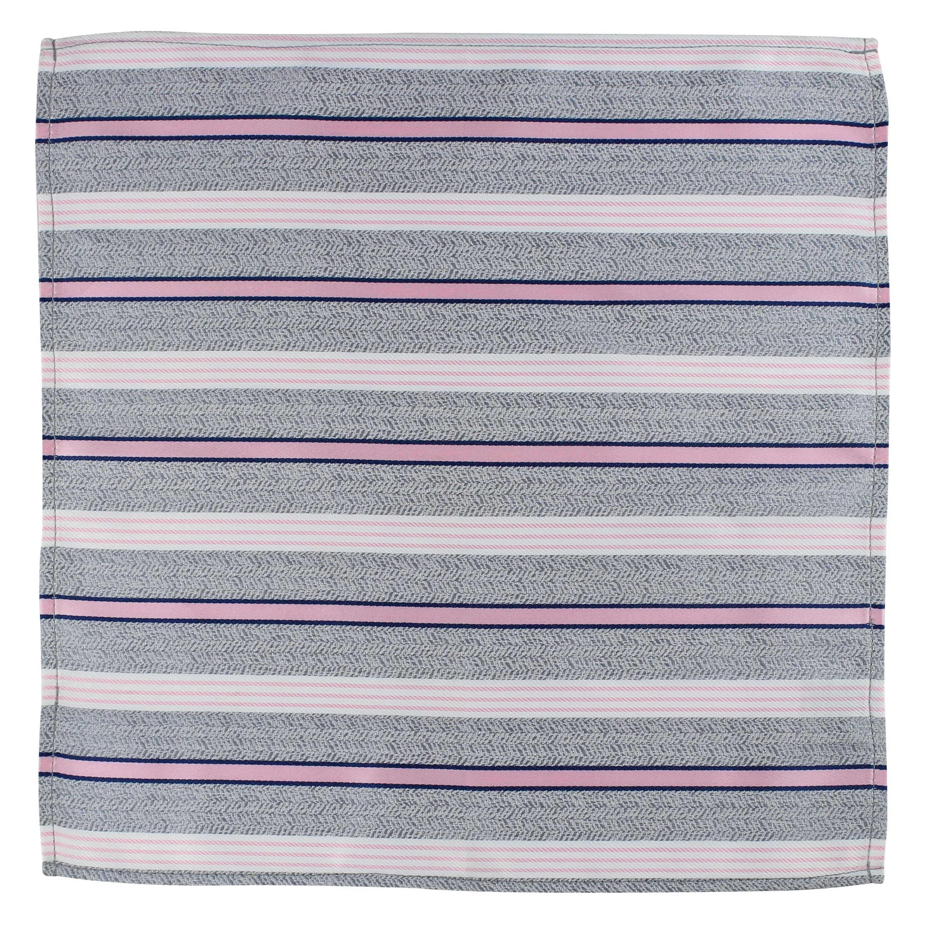 Kovove The Striped Desire Grey Pocket Square For Men